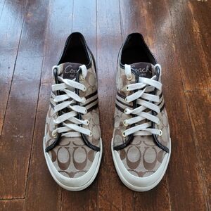 Coach Brown and Tan Signature Sneakers